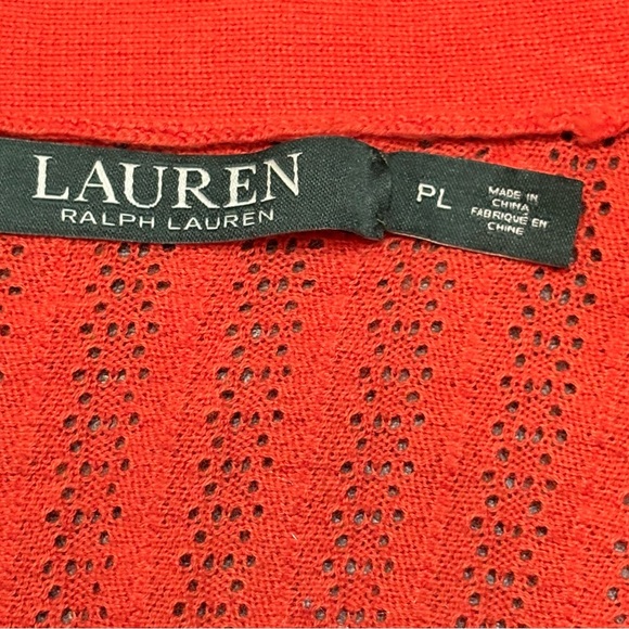 Ralph Lauren Vibrant Orange Button-Up Lightweight Cardigan size PL - Picture 5 of 10